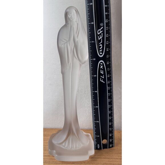VTG Heisey by Imperial Glass Satin/Clear Frosted Finish Madonna Figurine 9" Tall - Picture 6 of 8